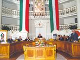 nella Sala del Tricolore di Reggio Emilia per il congresso dell'Associazione Italiani all'Estero